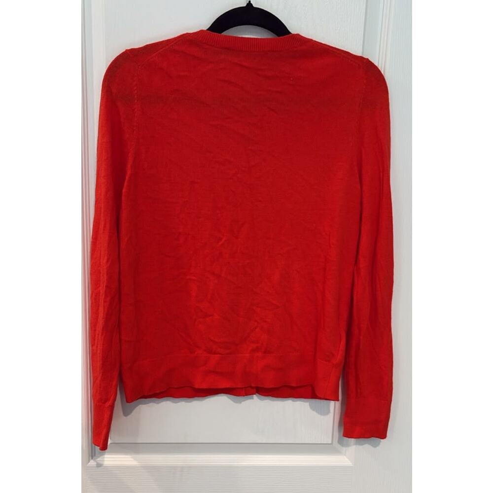 LOFT Red Crew Neck Button Down Cardigan Sweater Size L Long Sleeve - Picture 3 of 4